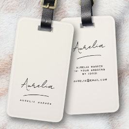 Handtekening Monogram Minimal Ivory Elegant Vrouwe Bagagelabel