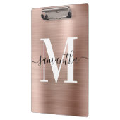 Handtekening Monogram Roze Goud Glans Folie Klembord (Links)