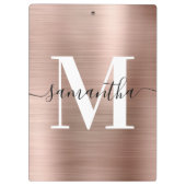Handtekening Monogram Roze Goud Glans Folie Klembord (Achterkant)