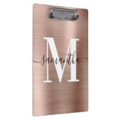 Handtekening Monogram Roze Goud Glans Folie Klembord (Rechts)