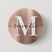 Handtekening Monogram Roze Goud Glans Folie Ronde Button 5,7 Cm (Voorkant)