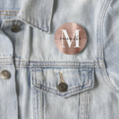 Handtekening Monogram Roze Goud Glans Folie Ronde Button 5,7 Cm (In situ)