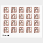 Handtekening Monogram Roze Goud Glans Vierkante Sticker (Vel)