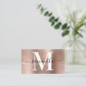 Handtekening Monogram Roze Goud Glans Visitekaartje (Staand voorkant)