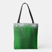 Handtekening Monogram Silver Glitter Green Folie Tote Bag (Achterkant)