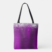 Handtekening Monogram Silver Glitter Magenta Paars Tote Bag (Achterkant)
