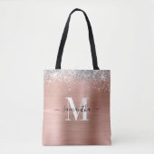 Handtekening Monogram Silver Glitter Roos Gold Foi Tote Bag (Voorkant)