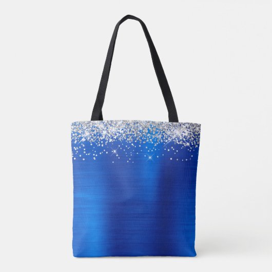 Handtekening Monogram Silver Glitter Royal Blue Fo Tote Bag (Achterkant)