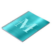 Handtekening Monogram Turquoise Blauwe Folie Notitieboek (Linkerzijde)