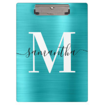 Handtekening Monogram Turquoise Blue Shimmer Folie