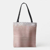 Handtekening Monogram Zilver Glitter Roze Goud Fol Tote Bag (Achterkant)