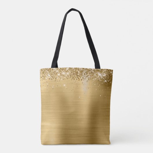 Handtekening Monogrammed Glittery Gold Foil Tote Bag (Achterkant)