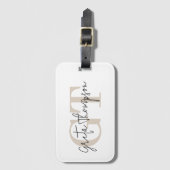 Handtekening Naam Beige Monogram Bagagelabel (Voorkant (verticaal))