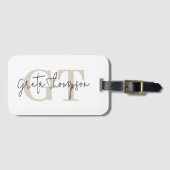 Handtekening Naam Beige Monogram Bagagelabel (Voorkant (horizontaal))
