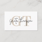 Handtekening naam Beige Monogram Minimalist Visitekaartje (Voorkant)