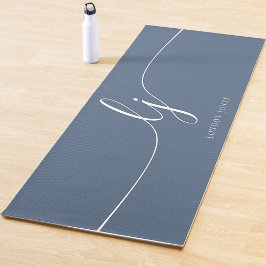 Handtekening Naam Eenvoudige Kalligrafie Navy Blue Yogamat