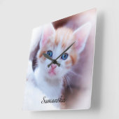 Handtekening Naam Fotovierkant wandklok (Hoek)