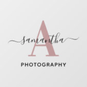 Handtekening Naam Roos Goud Monogram Logo Raamsticker (Vel)