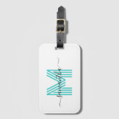 Handtekening naam Turquoise Retro Monogram Bagagelabel (Voorkant (verticaal))