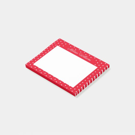 Handtekening Naam White en Red Polka Dots Post-it® Notes (Schuin)