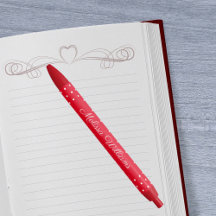 Handtekening Naam White Polka Dots Red Background