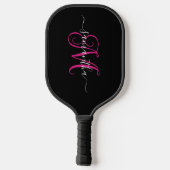 Handtekening Naam zwart en magenta Curly Monogram Pickleball Paddle (Achterkant)