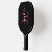 Handtekening Naam zwart en magenta Curly Monogram Pickleball Paddle (Links)