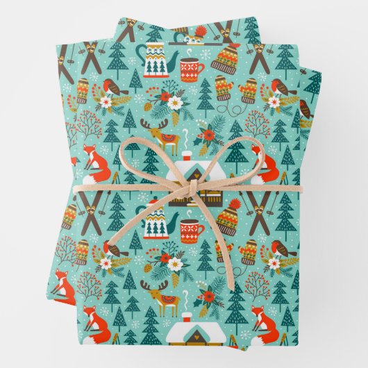 Handtekening Natuur van het winterskiën van wilde  Inpakpapier Vel (In situ)