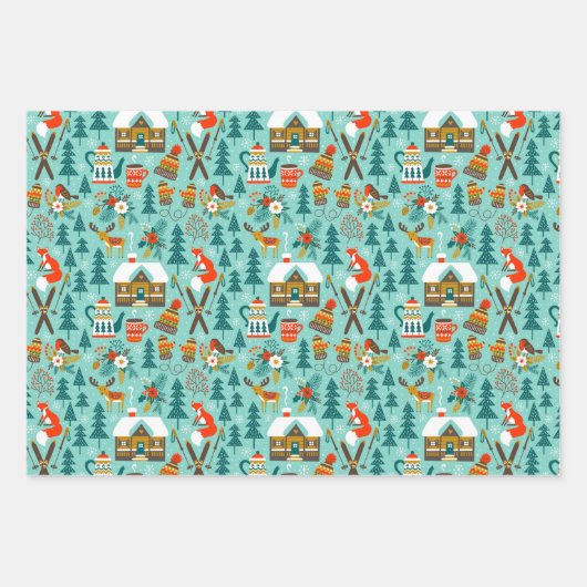 Handtekening Natuur van het winterskiën van wilde Inpakpapier Vel (Voorkant)