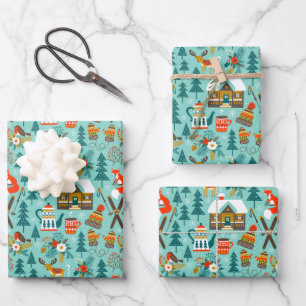 Handtekening Natuur van het winterskiën van wilde  Inpakpapier Vel