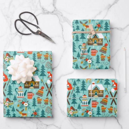 Handtekening Natuur van het winterskiën van wilde  Inpakpapier Vel (Voorkant)