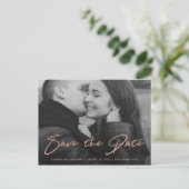 Handtekening | Nep roze gouden foto save the date Aankondigingskaart (Staand voorkant)