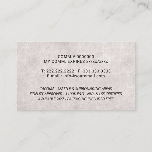 Handtekening notarisagent handtekening Elegant Bla Visitekaartje (Achterkant)