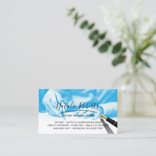 Handtekening Notarisch Ondertekening agent Blauw Visitekaartje (Staand voorkant)