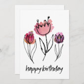 Handtekening Paars roze Tulp Birthday Feminine (Voorkant / Achterkant)