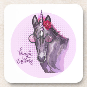 Handtekening paars Unicorn Sierkussen Bier Onderzetter