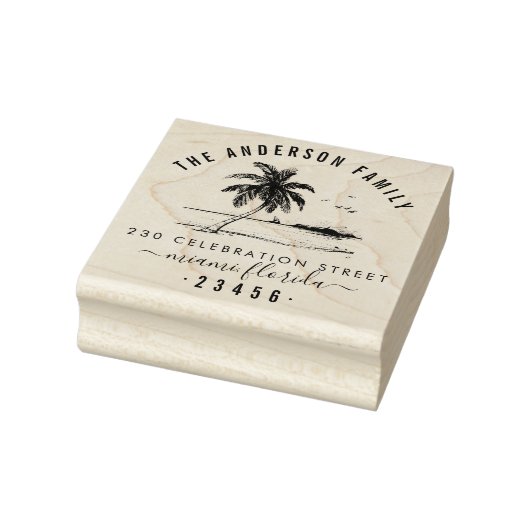 Handtekening palmboom | Familienaam Retouradres Rubberstempel (Stempel)