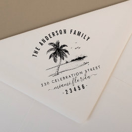 Handtekening palmboom | Familienaam Retouradres Zelfinktende Stempel