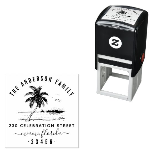 Handtekening palmboom | Familienaam Retouradres Zelfinktende Stempel (In situ)