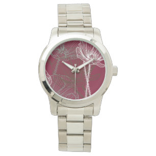 Handtekening papavers op rood horloge