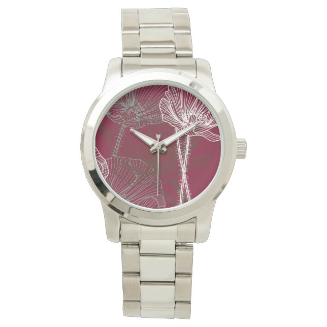 Handtekening papavers op rood horloge (Voorkant)