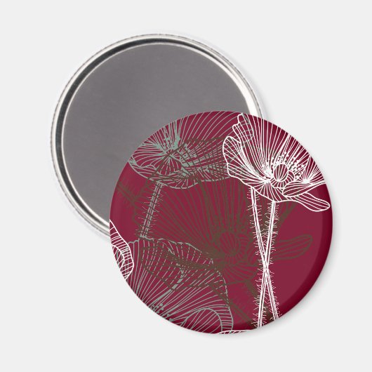 Handtekening papavers op rood magneet (Voorkant / Achterkant)