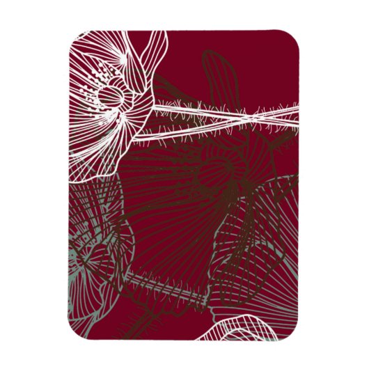 Handtekening papavers op rood magneet (Verticaal)