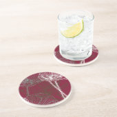 Handtekening papavers op rood zandsteen onderzetter (Zijkant)