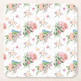 Handtekening Pastel roze & perzikenbloemen & zong Kartonnen Onderzetters