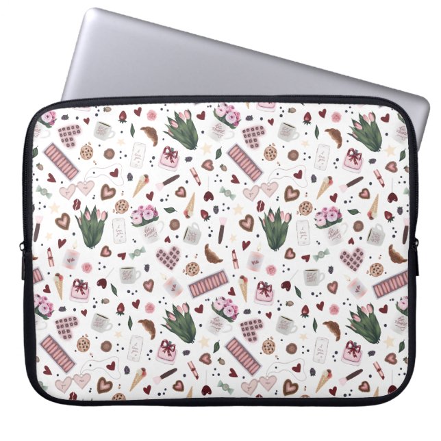 Handtekening patroon Valentijn Laptop Sleeve (Voorkant)