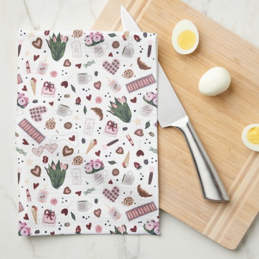 Handtekening patroon Valentijn Theedoek (Quarter Fold)