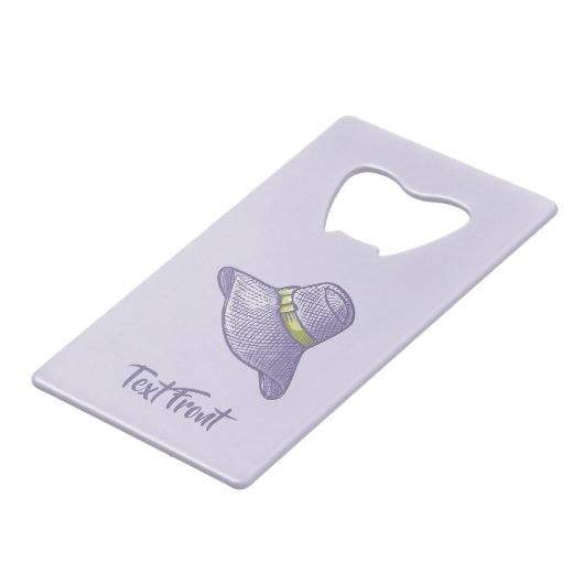 Handtekening Pet Lila Creditkaart Flessenopener (Voorkant Gekanteld)