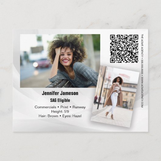 Handtekening Postkaart QR Code Acteur Model Promo  (Achterkant)