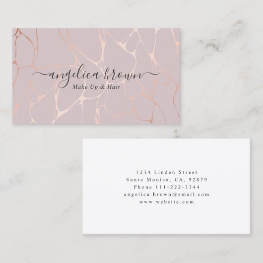 Handtekening roos Gold Marble Pattern Visitekaartje (Voorkant / Achterkant)